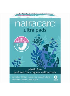 Buy Natracare Slim Fitting Ultra Pads with Wings, Super Plus, Made with Certified Organic Cotton, Ecologically Certified Cellulose Pulp and Plant Starch (1 Pack, 12 Pads Total) in UAE