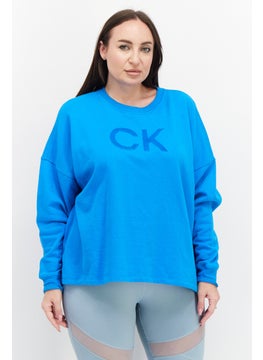 Buy Women Plus Crew Neck Plain Sweatshirts, Light Blue in UAE