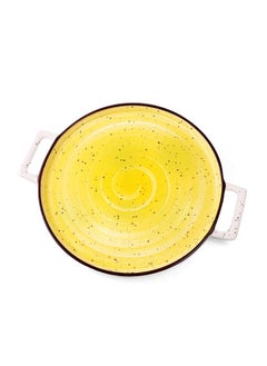 اشتري Color Glaze Porcelain Pizza Plate 32.5x26.5 cm,Yellow في الامارات