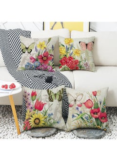 اشتري Set of 4 Cushion Covers Decorative Throw Pillow cases for Living Room Garden Outdoor Décor في الامارات