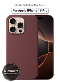 Buy Apple iPhone 16 Pro Silicone Cover Brown - Premium 2.0mm TPU Silicon, Enhanced Camera Protection with Lens Shield, Shockproof & Water-Proof Cover for Apple iPhone 16 Pro in Saudi Arabia