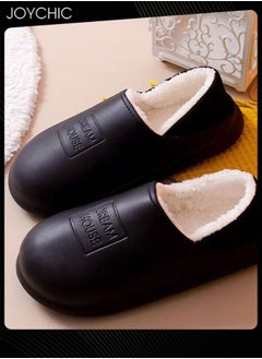 Buy Autumn and Winter All-inclusive Waterproof Cotton Bedroom Slippers Non-slip Wear-resistant Warm Home Indoor Slippers for Men Women Black in Saudi Arabia