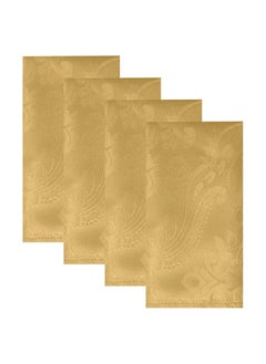 Buy Set of 4 Gold Elegance Damask Table Fabric Napkins Handkerchief Wedding 17 x 17 Inch in Saudi Arabia