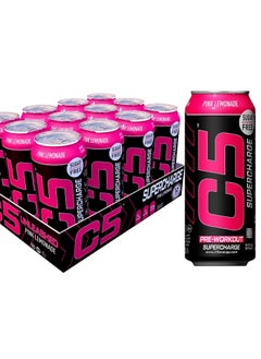 Buy C5 Energy Drink Supercharge Pink Lemonade Pre-Workout, Sugar Free,150mg Caffiene, Zero Calories with Beta Alanine, L-Arginine, Taurine, Tyrosine Pack of 12 in UAE