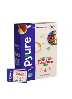 اشتري Pyure Organic Monk Fruit Sweetener Packets | Granulated White Sugar Substitute | Zero Carb, Zero Sugar, Zero Calorie | Plant-Based Monk Fruit Sweetener for Keto Friendly Food | 80 Count في الامارات