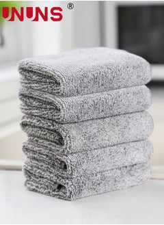 اشتري Microfiber Cleaning Cloth,5 Pcs Kitchen Rags,High Absorbent Towels,Reusable Dish Cloth,Cleaning Cloth For Dishes,Quick-Drying Bath Clean Towels,Rags For Cleaning Home Car,Grey 30x30cm في السعودية