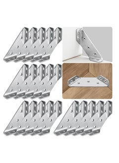 اشتري 20Pcs Universal Stainless Steel Furniture Corner Connector, Trapeziform Brackets, Corner Braces, Corner Bracket for Wood, Shelf Supports, Shelving Brackets Heavy Duty في الامارات