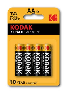 Buy Kodak Xtralife Alkaline AA Batteries - 4 Pcs in UAE