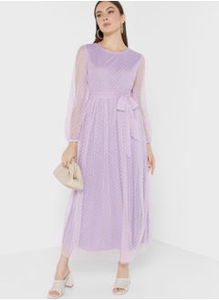 Buy Textured Tulle Overlay Dress in UAE