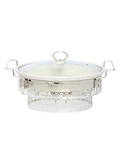 Buy Rabat Oval Casserole, White & SIlver - 37.5 cm in UAE