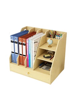 اشتري Office Supplies Large Desktop Stationery Storage Box Wooden Drawer Creative File Box Wooden Storage Rack في الامارات