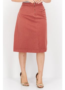 اشتري Women Washed Denim Skirt, Rust في الامارات