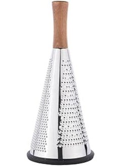 Buy Stainless Steel Triple Grater For Vegetables And Cheese Conical Grater With 3 Grating Wooden Handle And Non-Slip Rubber Base Multifunctional Grater in Egypt