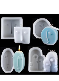 اشتري 4Pcs 3D Candle Mold, Silicone Abstract Molds for Making, Art Portrait Mold Handmade Soap Casting Home Decor في السعودية