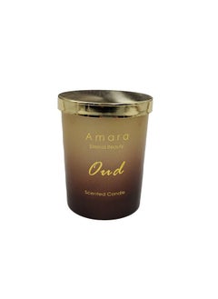 Buy AW23 Amara Glass Jar Candle Oud Aromatherapy Glass With Wax Candles For Living Room Bed Room Kitchen Bathroom Home Decoration Gift L 7.2 x W 9.2 cm Brown in UAE