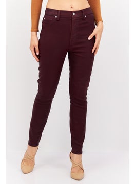 Buy Women Super Skinny Fit Solid Stretchable Pants, Maroon in Saudi Arabia