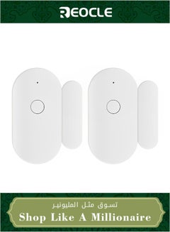 Buy WiFi Door Magnetic Sensor Door and Window Alarm Sensor Real-time Notification WiFi Smart Magnetic Sensor Home Security Alarm System 2-Pack in UAE