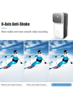 Buy C200 4K Mini WiFi Action Camera with 1.28 Inch IPS Screen 5M Body Waterproof White in Saudi Arabia