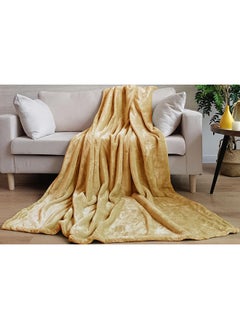 Buy Ultra Plush Blanket 220X240Cm Golden Yellow in UAE