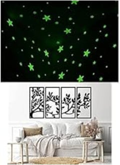 Buy Bundle of 100 Pcs Home Wall Glow In The Dark Stars Stickers Kids Room Decoration + Decorative tree Sticker wall art 4 panels 80X140 cm in Egypt