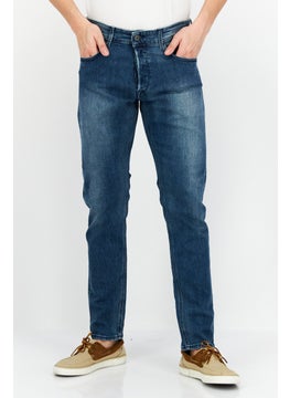 Buy Men Slim Fit Stretchable Washed Denim Jeans, Blue in UAE