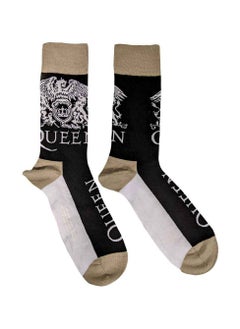 Buy Queen Unisex Ankle Socks featuring the 'Crest & Logo' design motif. Officially Licensed Merchandise. EU 40-45. Quality Comfortable Fabric Socks available in a black colourway. in UAE