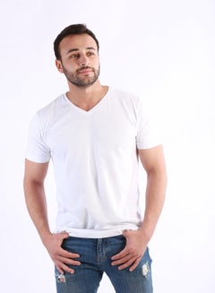 Buy Jet Men Undershirt V-Neck Style And Half Sleeve-White in Egypt