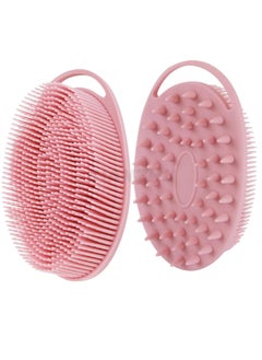 Buy Silicone Body Scrubber with soap Stand Set,2 in 1 Bath and Shampoo Brush,Exfoliating Silicone Loofah,Lathers Well,and More Hygienic Than Traditional Loofah(Pink) in Saudi Arabia