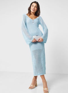 Buy Crochet V Neck Beach Dress in Saudi Arabia