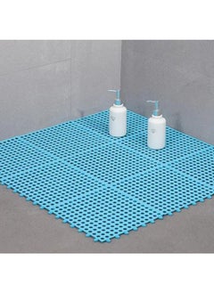 Buy 9 Pieces Non-Slip Shower Stall Mat with Drain Holes - Durable Plastic Carpet for Home Bathroom - DIY Bathroom Accessory in UAE