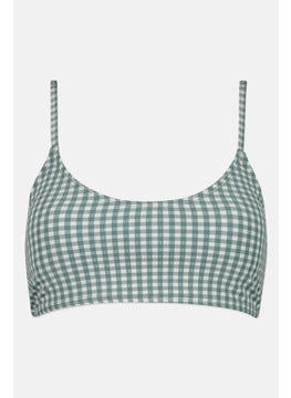 اشتري Women Checkered Lightly Padded Bikini Top, Green في الامارات