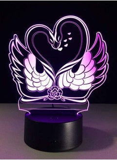 اشتري 3D Illusion Lights Valentine s Day Two Swans 7/16 Color Lights 3D Vision LED Multicolor Night Light for Children Touch USB في الامارات