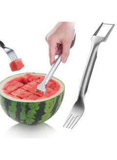 Buy Stainless Steel Fruit Cutter, Cube Cutter Watermelon Fork Slicer Cutter Slicer Tool Fruit Knife Dual Head Fruit Forks Cutter for Summer Home Kitchen Gadget in UAE