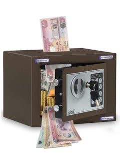 Buy Mini Cash Deposit Drop Slot Safe Box with Key and Pin Code Option Brown in UAE