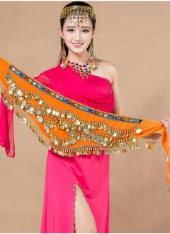 Buy Coins Pendant Diamond Waist Chain Skirt Belly Dance Waist Wrap Belt Skirts Party Rave Costume Orange in UAE