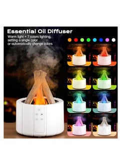 اشتري Bonfire Humidifier 250ML with Remote Control, Silent Flame Diffuser Aromatherapy Scented Oil Diffusers Timing With Bonfire Shape Warm Light And 7 Colorful Lights في الامارات