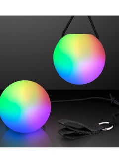 Buy 2 Pack LED Poi Ball, Adjustable Strap, Glow Balls Soft Glow, Light Up LED 9 Modes, Spinning Poi Toy for Beginner & Professional, Juggling Thrown Ball Multi Color, Spinning LED Light Up Toy in UAE