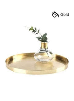 Buy Round Gold Serving Tray,Decorative Platters Stainless Steel Storage Organizer Tray 30*30cm in Saudi Arabia