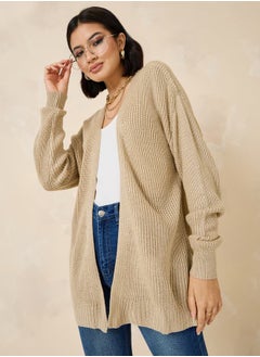 اشتري Regular Fit Open Front Chunky Knit Cardigan في السعودية