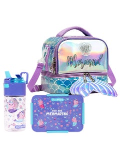 Buy Set Of 3 Lunch Bag Mermaid - Purple With BPA And Phthalates Free in UAE