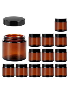 Buy 12Pack amber Round Glass Pot Jars, 100g Empty Jars with Lids, Refillable Cosmetic Containers, Travel Jars for Lotion, Cream, Slime, Cosmetic in UAE