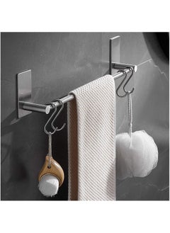 اشتري Stainless Steel Towel Bar Holder Single Bar Towel Rack,Self Adhesive Bathroom Towel Holder, Toilet Paper Holder 55CM في الامارات