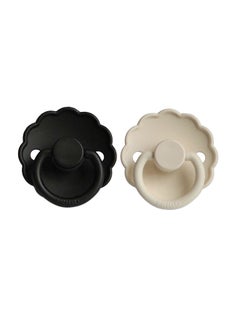 Buy Pack Of 2 Daisy Silicone Baby Pacifier 0-6M, Cream/Jet Black in Saudi Arabia