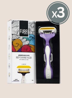 Buy Furr Body Shaving Razor For Women, Equipped with Vitamin E & Aloe Vera Pad, Advanced Nano coated, reusable for all skin types, Made in Japan - Pack of 3 in Saudi Arabia