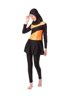 Buy 3-Piece Long Sleeve Burkini Black/Orange in UAE