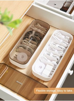 اشتري Desk Accessories Storage Box With Lid Electronic cables Organizer Transparent Charger Cable Organiser Management Tidy Ties Straps في الامارات