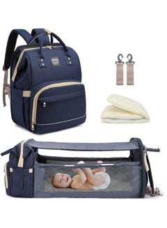 Buy Diaper Bag Backpack with Travel Bed, Foldable Baby Bed for Toddlers, 3 in 1 Diaper Changing Bag, Baby Travel Bag with Bassinet, Blue in Saudi Arabia