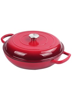 Buy Healthy and Safe, Non-Stick Enameled Cast Iron Dutch Oven Shallow Casserole, 3.75-Quart / 12-Inch – Red in UAE