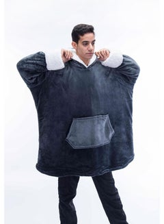اشتري Mintra Oversized Microfiber  Small Size  Wearable Blanket With Sherpa Dark Grey في مصر