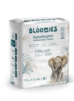 Buy Premium Baby Diapers with wetness indicator | Eco-friendly and Hypoallergenic Nappies Made with 100% Bamboo | Nappies Size 2 for babies 3-8kg x 40pcs in UAE